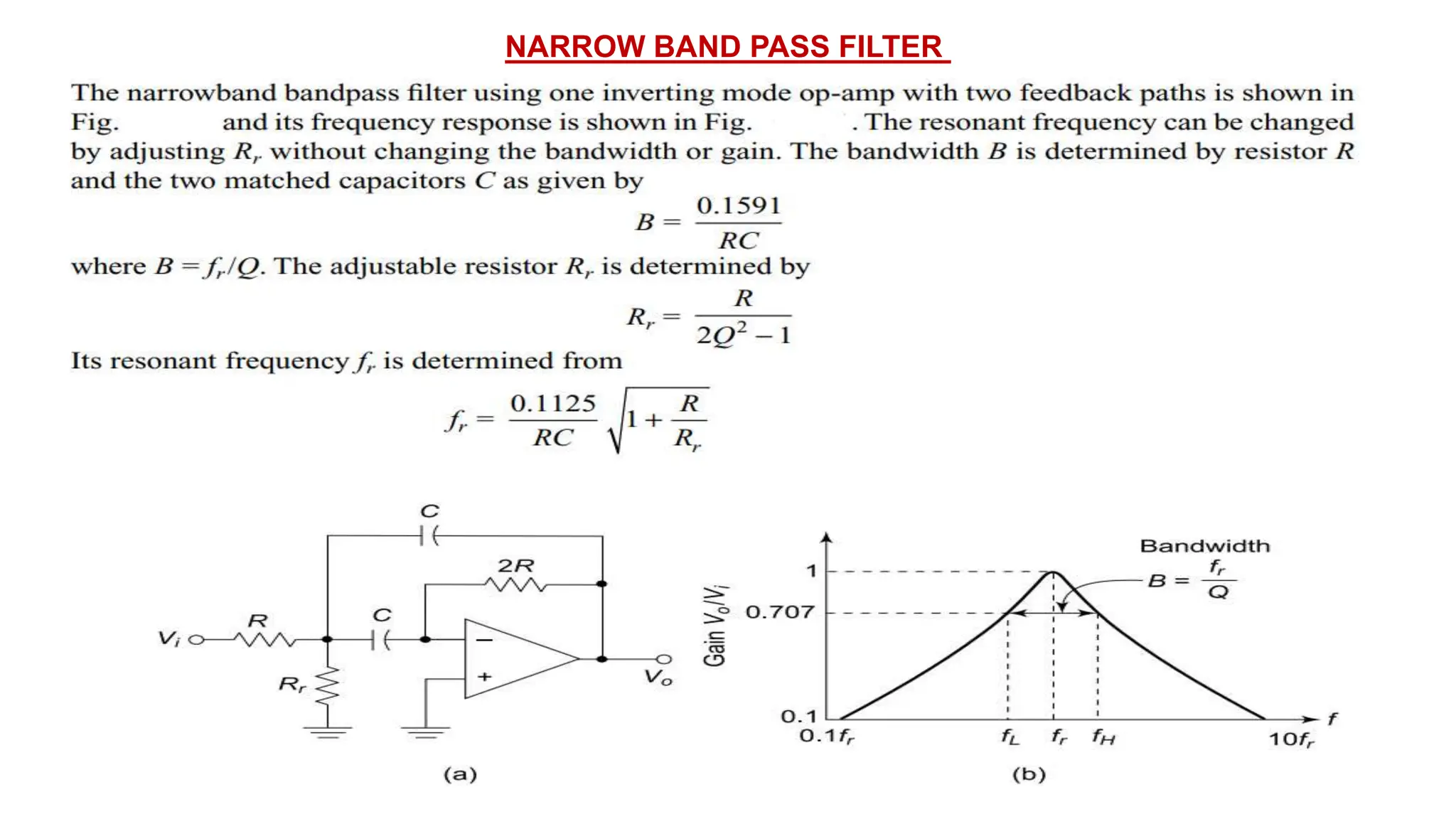 NARROW BAND PASS FILTER
 