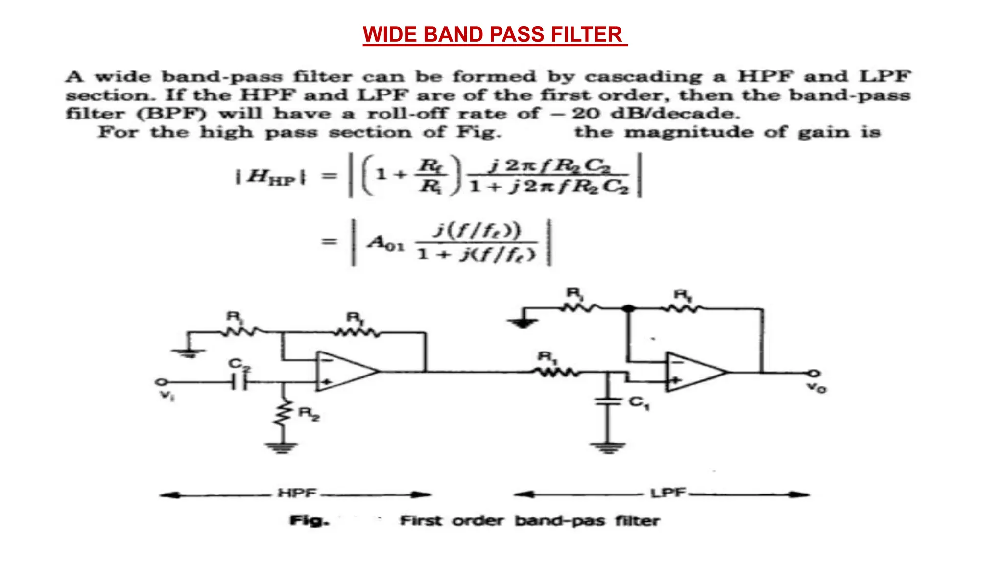 WIDE BAND PASS FILTER
 