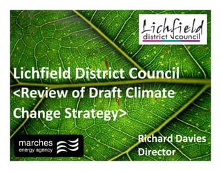 Lichfield District Council
<Review of Draft Climate
Change Strategy>
                   Richard Davies
                   Director
 
