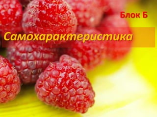 Блок Б

Самохарактеристика
 
