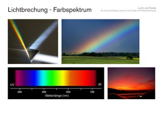 Licht und Farbe
Die Zusammenhänge zwischen Licht, Farbe und FarbwahrnehmungLichtbrechung - Farbspektrum
 