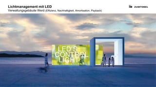 Lichtmanagement mit LED
Verwaltungsgebäude Werd (Effizienz, Nachhaltigkeit, Amortisation, Payback)




Neues von Minergie 2013, Daniel Cathomen                                     1
 