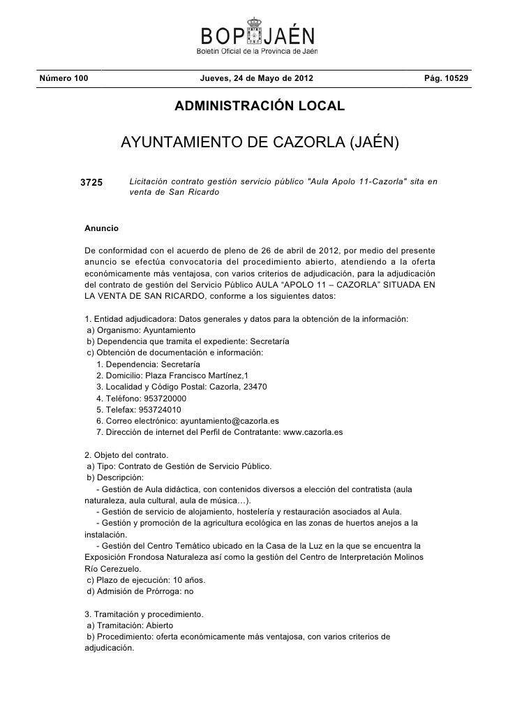 Licitación contrato gestión servicio público aula apolo 11 