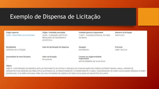 Exemplo de Dispensa de Licitação
 