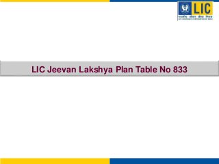 LIC Jeevan Lakshya Plan Table No 833
 
