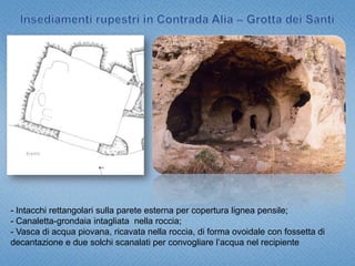  a destra 4 fosse  a sezione campanata (mt. 1,50 x 0,50) con andamento a scalare, prive delle pareti divisorie;
