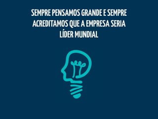 SEMPREPENSAMOSGRANDEESEMPRE
ACREDITAMOSQUEAEMPRESASERIA
LÍDERMUNDIAL
 