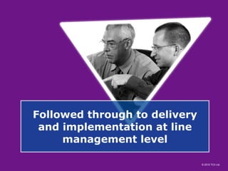 Followed through to delivery and implementation at line management level 