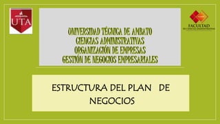 ESTRUCTURA DEL PLAN DE
NEGOCIOS
 