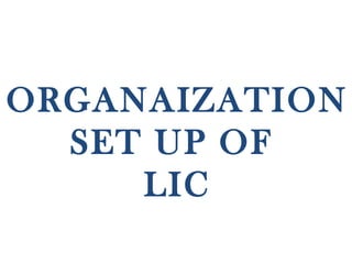 ORGANAIZATION SET UP OF  LIC 