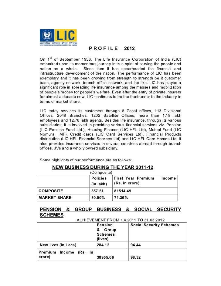 LIC PROFILE 2012