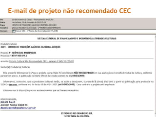 E-mail de projeto não recomendado CEC 