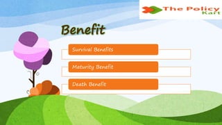 Benefit
Survival Benefits
Maturity Benefit
Death Benefit
 