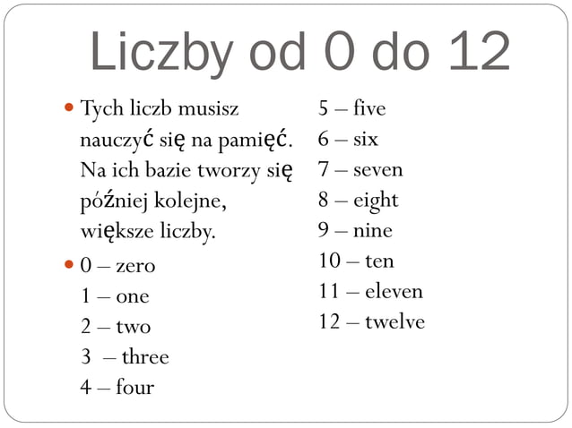 Liczby angielski | PPT