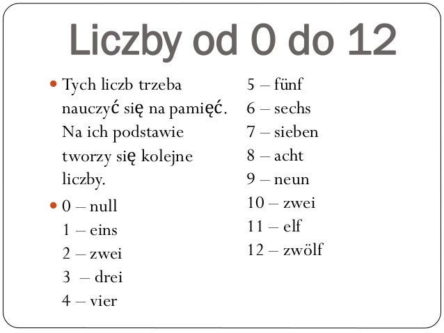 Liczby Od 0 Do 100 Po Niemiecku Wymowa Liczby niemiecki