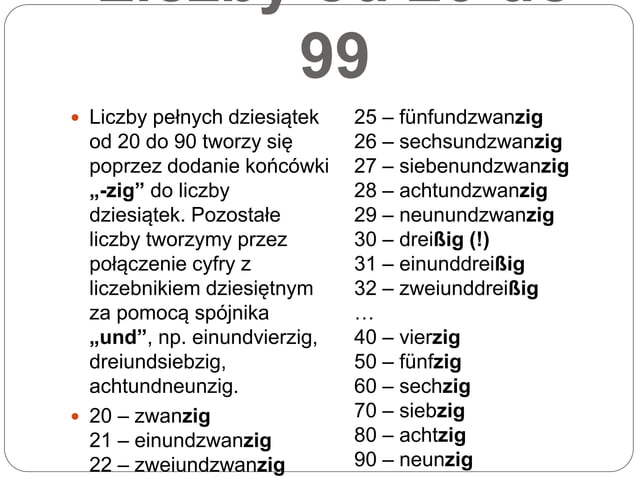 Liczby Po Niemiecku Do 1000 Liczby po niemiecku | PPT