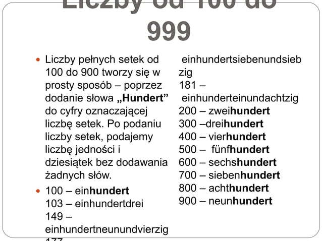Liczby po niemiecku | PPTX
