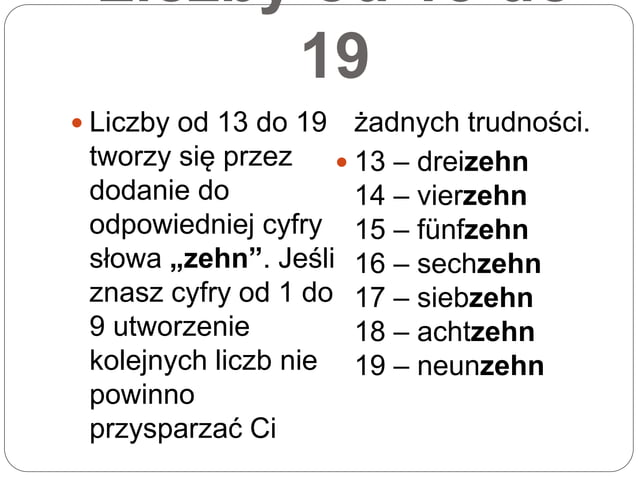 Liczby Od 1 Do 1000 Po Niemiecku Liczby po niemiecku