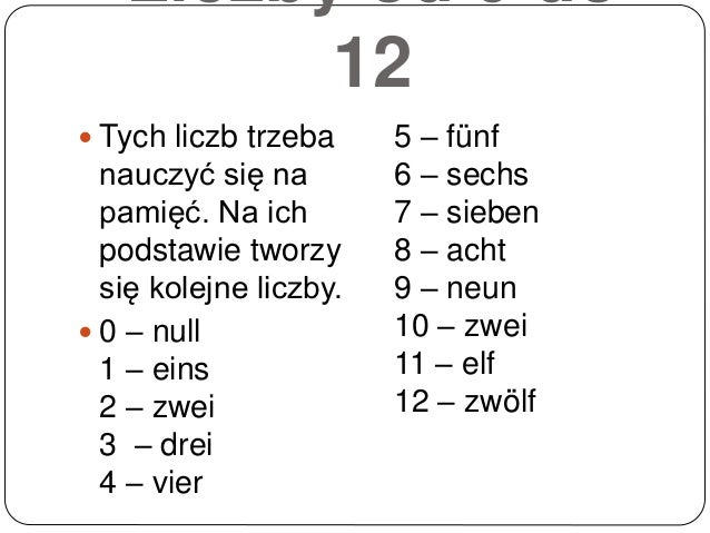 Liczby Od 1 Do 1000 Po Niemiecku Liczby po niemiecku