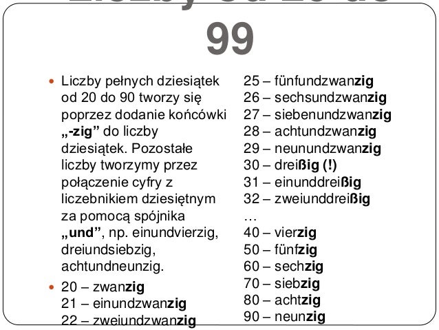 Liczby Po Niemiecku Do 100 Test Liczby po niemiecku