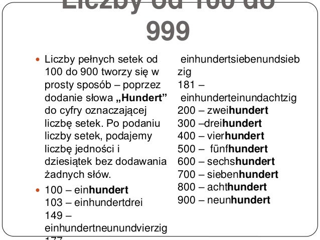 Liczby Od 1 Do 1000 Po Niemiecku Liczby po niemiecku