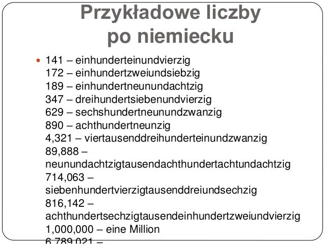 Liczby Od 1 Do 1000 Po Niemiecku Liczby po niemiecku