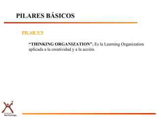 PILARES BÁSICOS
PILAR Nº5
– “THINKING ORGANIZATION”. Es la Learning Organization
aplicada a la creatividad y a la acción.
 