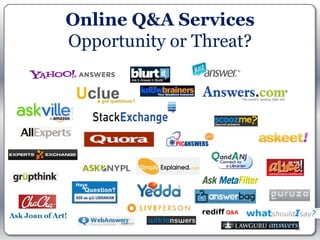 Online Q&A Services
Opportunity or Threat?




                         22
 