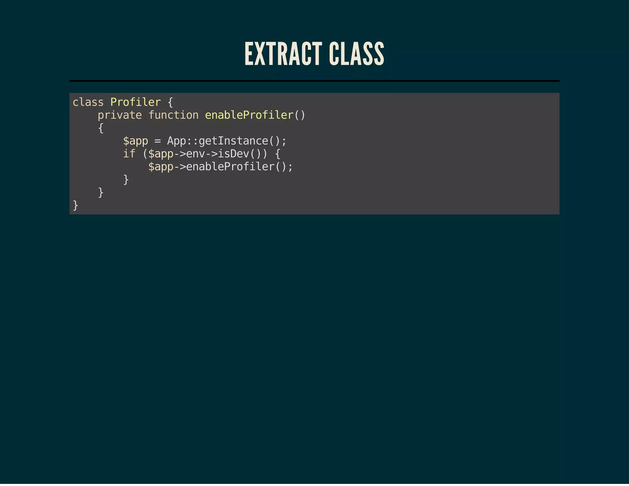 EXTRACT CLASS
casPoie {
ls rflr
piaefnto ealPoie(
rvt ucin nberflr)
{
$p =Ap:eIsac(;
ap
p:gtntne)
i (ap>n-iDv) {
f $p-ev>se()
$p-ealPoie(;
ap>nberflr)
}
}
}

 