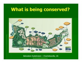 What is being conserved?




     Belvedere Subdivision – Charlottesville, VA
                http://www.belvedereneighborhood.com
 