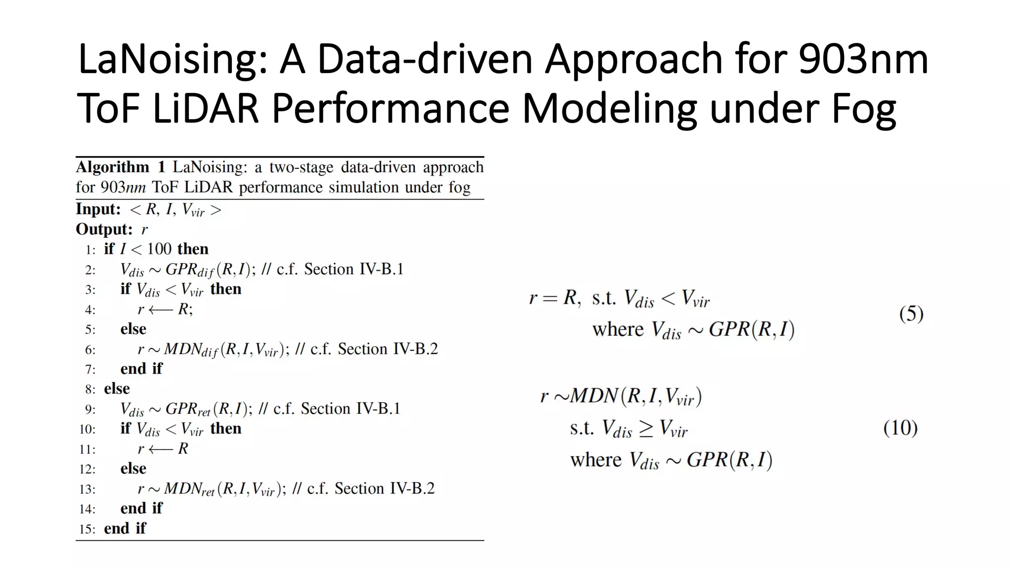 LaNoising: A Data-driven Approach for 903nm
ToF LiDAR Performance Modeling under Fog
 