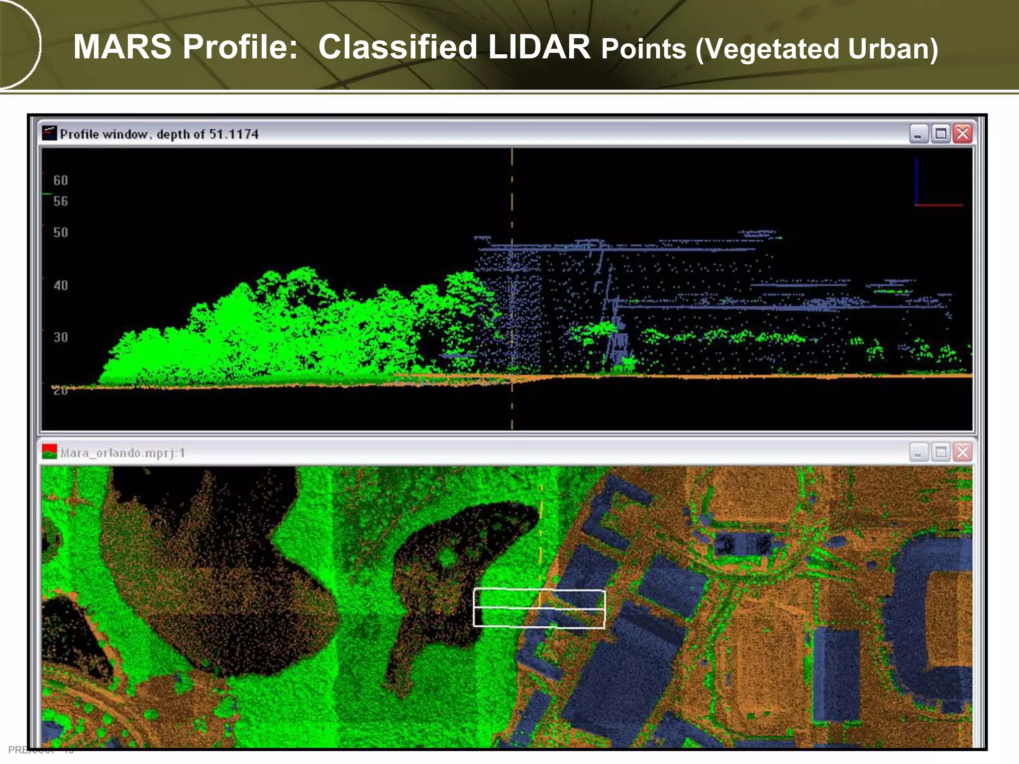 MARS Profile: Classified LIDAR Points (Vegetated Urban)




PREXXXX 13
 