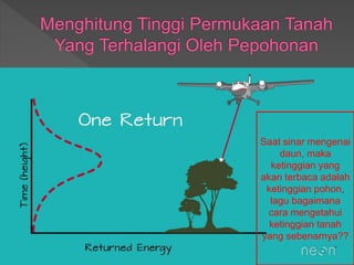 Saat sinar mengenai
daun, maka
ketinggian yang
akan terbaca adalah
ketinggian pohon,
lagu bagaimana
cara mengetahui
ketinggian tanah
yang sebenarnya??
 