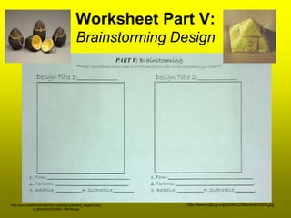 Worksheet Part V:
                                          Brainstorming Design




http://www.piedmontcraftsmen.org/blog/uploaded_images/jolso   http://www.sdpcg.org/Slide%20Bank/dm2009.jpg
               n_3D5VMUZOO083-749798.jpg
 