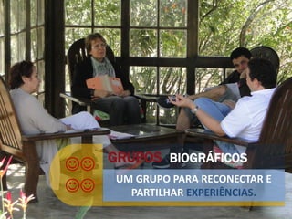 GRUPOS


UM GRUPO PARA RECONECTAR E
PARTILHAR EXPERIÊNCIAS.
BIOGRÁFICOS
 