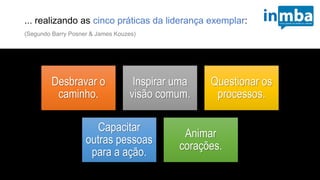 ... realizando as cinco práticas da liderança exemplar:
(Segundo Barry Posner & James Kouzes)
 
