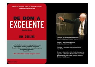 Começou	
  por	
  dar	
  aulas	
  e	
  invesGgar	
  na	
  
Standford	
  Graduate	
  School	
  of	
  Business	
  
	
  
Fundou	
  o	
  laboratório	
  de	
  Gestão	
  	
  
em	
  Boulter,	
  Colorado,	
  USA	
  
	
  
Professor	
  e	
  Facilitador	
  Internacionalmente	
  
respeitado	
  
	
  
Os	
  seus	
  trabalhos	
  têm	
  sido	
  alvo	
  de	
  destaque	
  nas	
  
seguintes	
  publicações:	
  	
  Fortune,	
  The	
  Economist,	
  
Business	
  Week,	
  USA	
  Today,	
  Harvard	
  Business	
  
Review	
  e	
  Fast	
  Company	
  
	
  
	
  
	
  
	
  
	
  
 