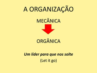 ORGANIZAÇÃO DO FUTUROAmbiente Complexo – que produza suficiente complexidade própria.“... está agrupada em torno de pequenas equipes dotadas de alta responsabilidade ... todas as pessoas em torno da organização precisam se tornar miniCEOs ou miniempresários dentro da empresa.”         Niels Pflaenging