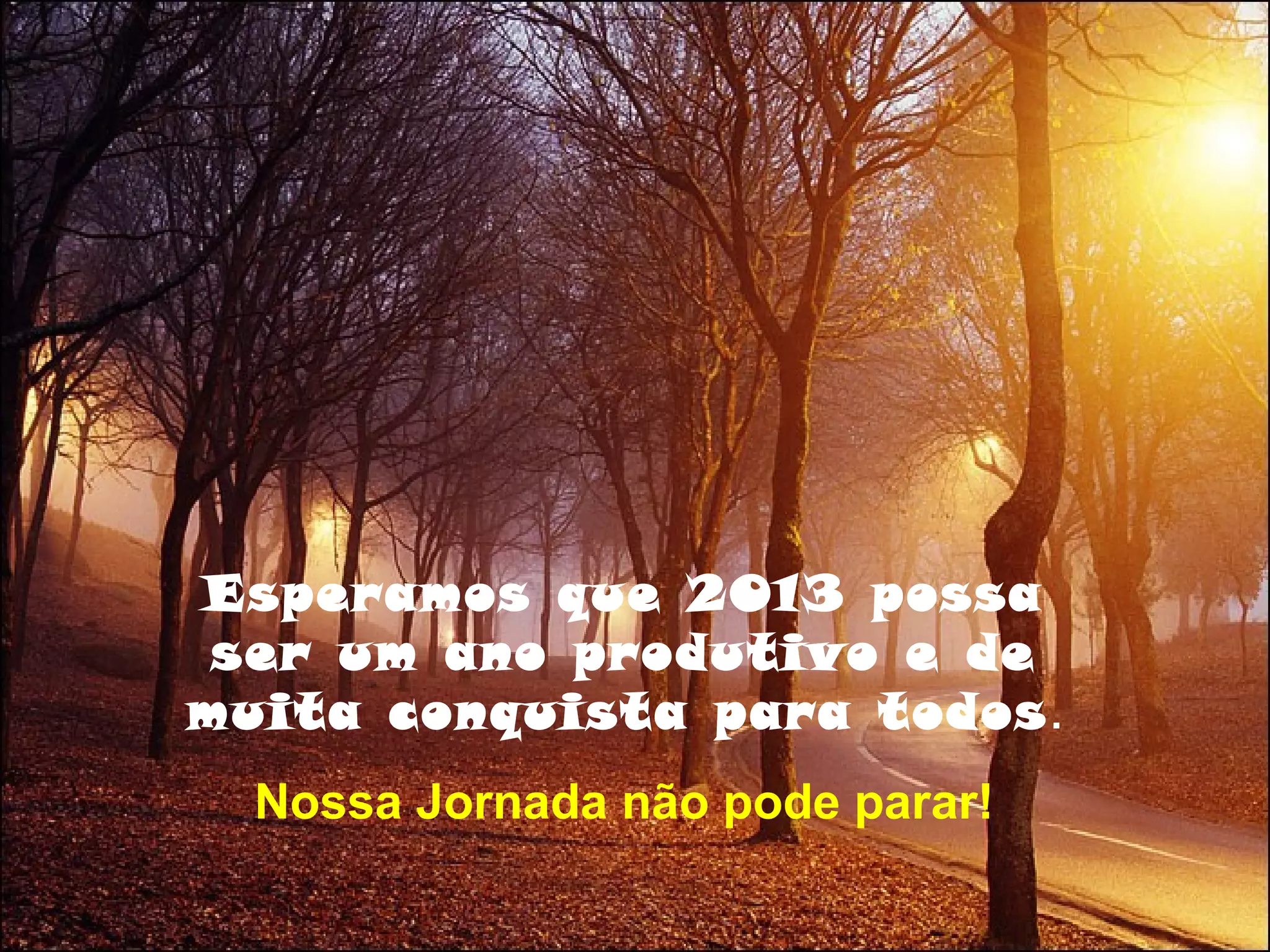 Esperamos que 2013 possa
ser um ano produtivo e de
muita conquista para todos.
Nossa Jornada não pode parar!
 