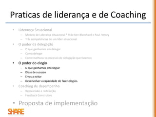 O Poder do Elogio
Para ter sucesso o elogio deve ser …
No equilíbrio emocional a proporção de comentários positivos em relação
a comentários negativos é de 5 para 1.
Verdadeiro O elogio só é elogio se for natural e autêntico.
Específico “Fez bem” + “ o que fez de bem”.
Personalizado
Adequado ao colaborador que o recebe e na
perspetiva do seu crescimento.
13
 