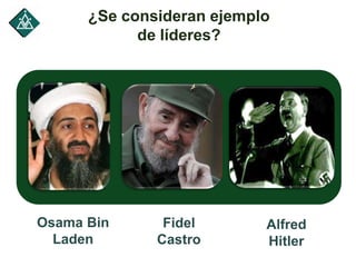 Alfred
Hitler
Fidel
Castro
Osama Bin
Laden
¿Se consideran ejemplo
de líderes?
 