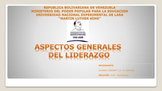 REPUBLICA BOLIVARIANA DE VENEZUELA
MINISTERIO DEL PODER POPULAR PARA LA EDUCACION
UNIVERSIDAD NACIONAL EXPERIMENTAL DE LARA
“MARTIN LUTHER KING”
INTEGRANTE:
SUSANA COROBO C.I: 11.429.435
SECCION: 4101 Fisioterapia
 
