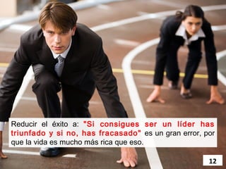 Muchas personas creen ser líderes cuando no lo son y se
esfuerzan constantemente en hacer brillar           sus
cualidades. Esto muchas veces les lleva a frustrarse
porque no son lo que ellos creen ser y se desaniman con
sus fracasos.
                                                   12
 