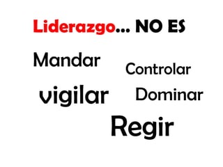 Liderazgo… NO ES

Mandar

vigilar

Controlar

Dominar

Regir

 