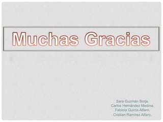 Sara Guzmán Borja.
Carlos Hernández Medina.
Fabiola Quirós Alfaro.
Cristian Ramírez Alfaro.
 