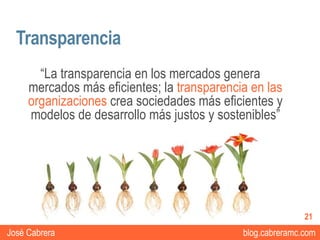 Transparencia
       “La transparencia en los mercados genera
     mercados más eficientes; la transparencia en las
     o...