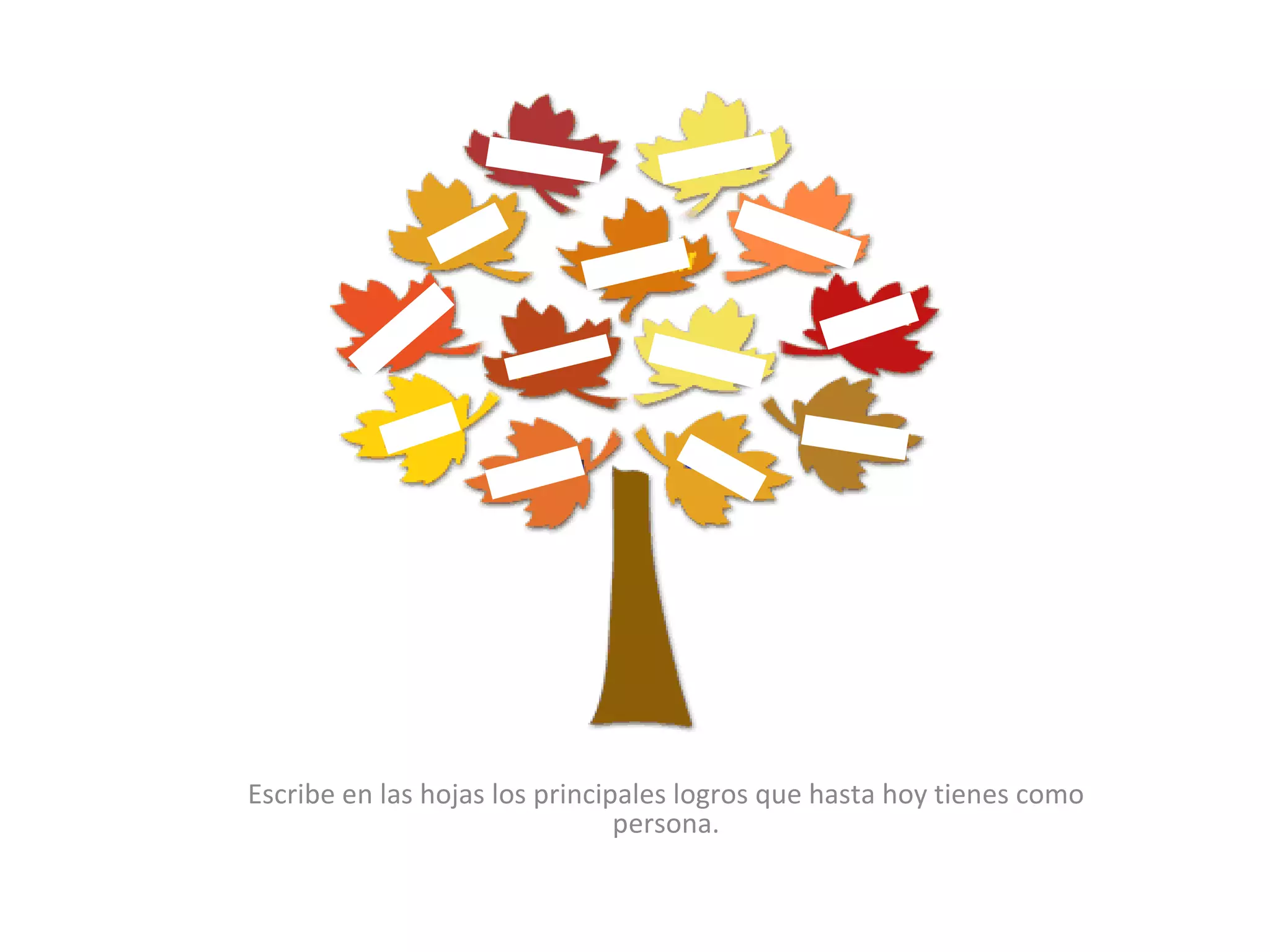 Escribe en las hojas los principales logros que hasta hoy tienes como persona. 