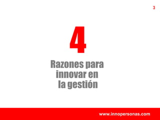 3




    4
Razones para
 innovar en
  la gestión

          www.innopersonas.com
 