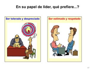 67
En su papel de líder, qué prefiere...?
Ser estimado y respetadoSer tolerado y despreciado
 