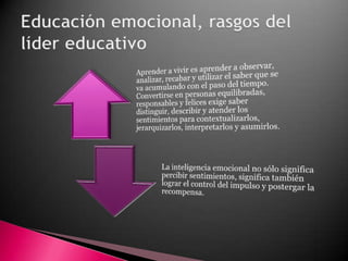 Educación emocional, rasgos del líder educativo